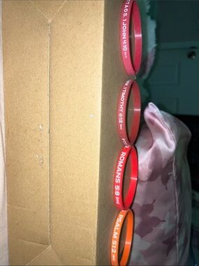 AYR Red and Orange Silicone Scripture Bracelet Set